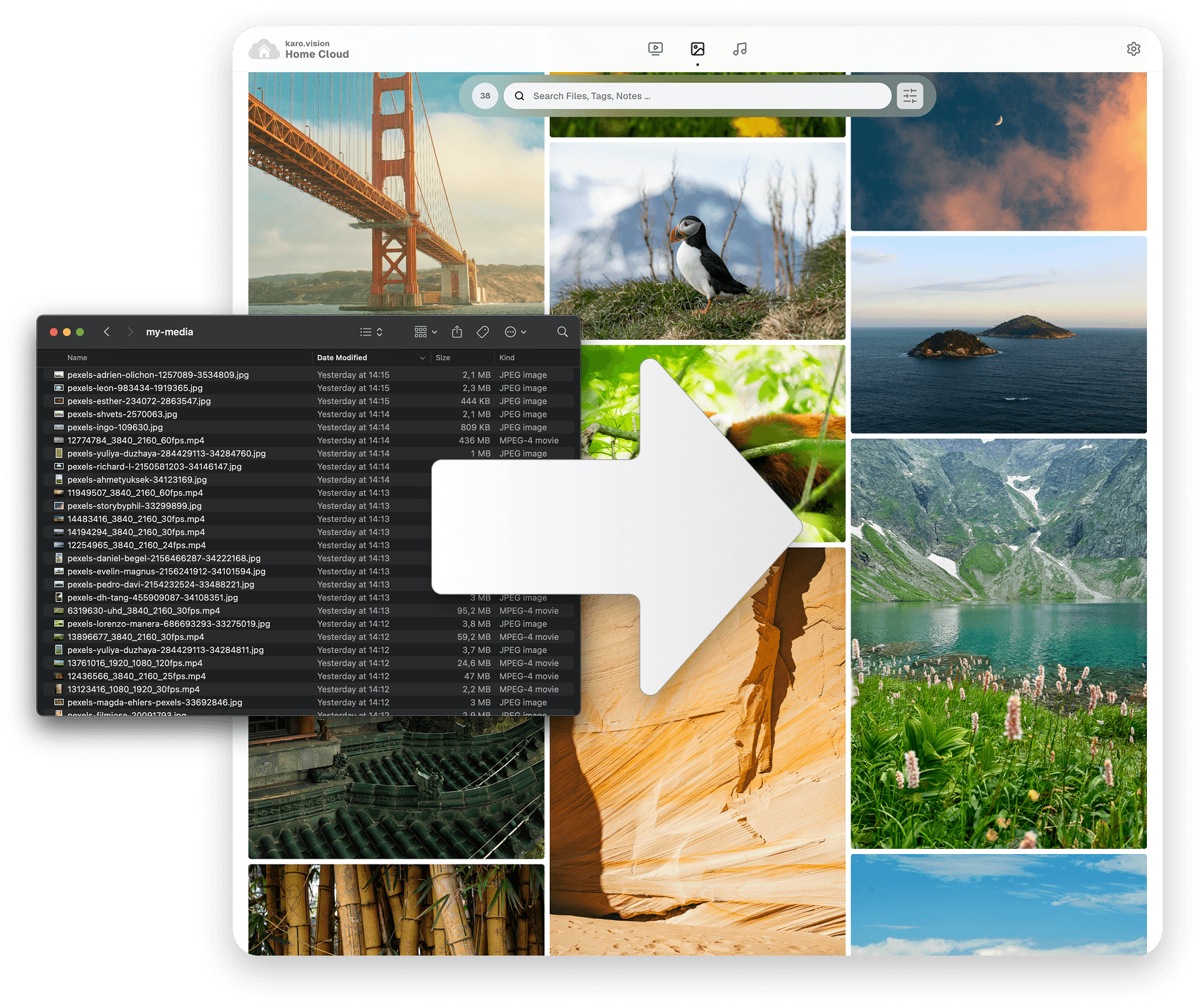 Folder selection interface